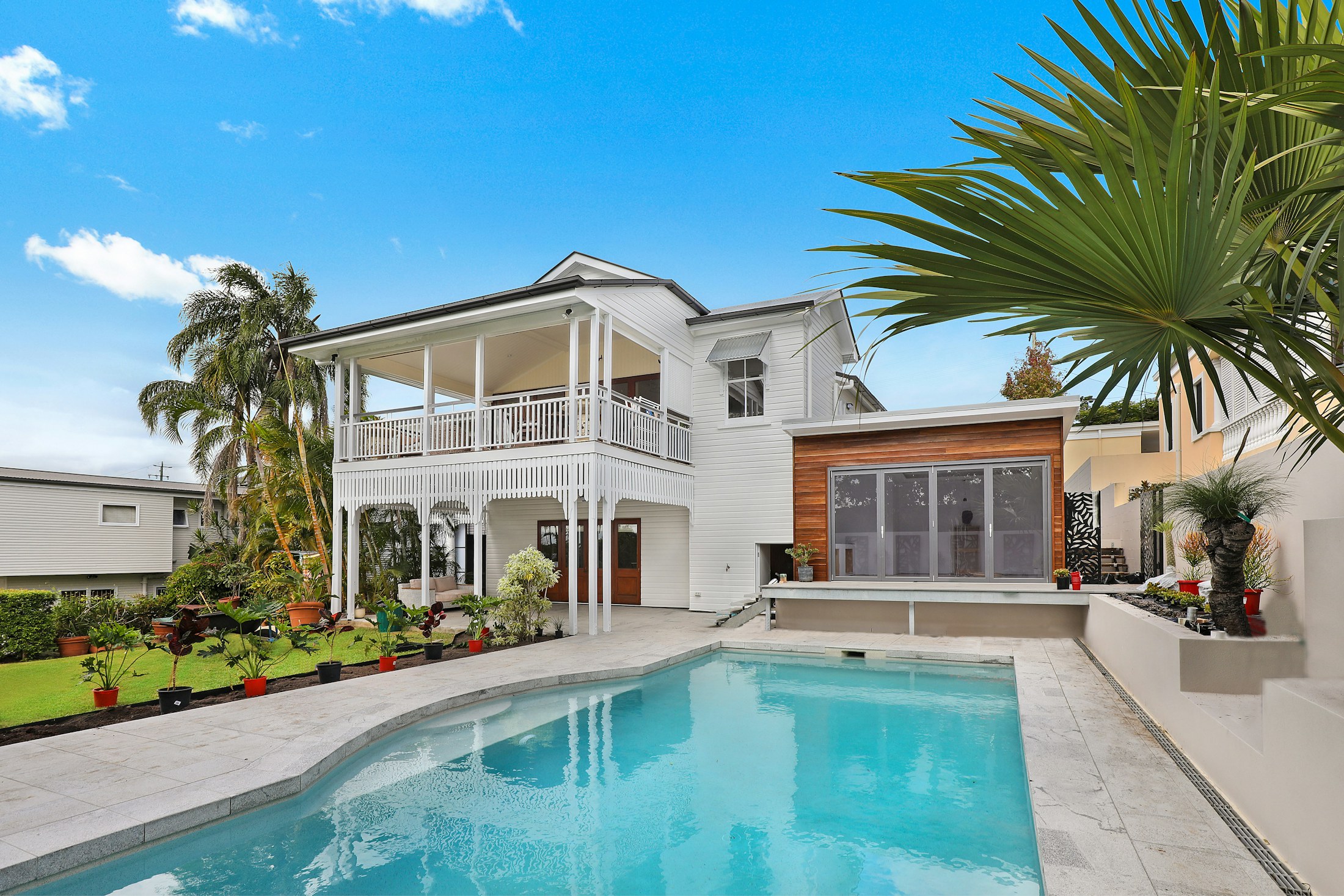 Modern multifamily or apartment community exterior.